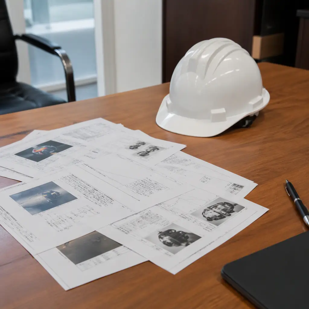 Certification test reports on an office desk
