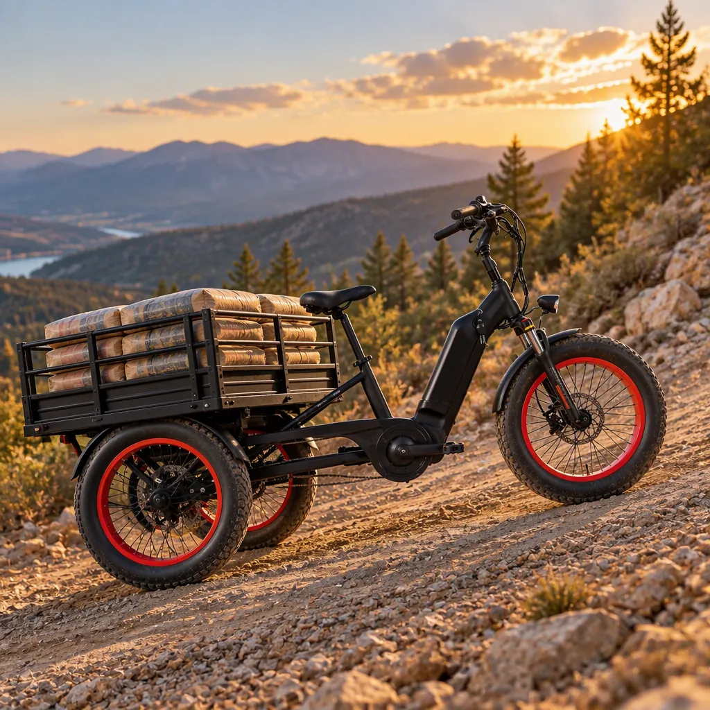 Reinforced cargo box and load-rated rear axle of a heavy-duty three-wheeled electric cargo trike