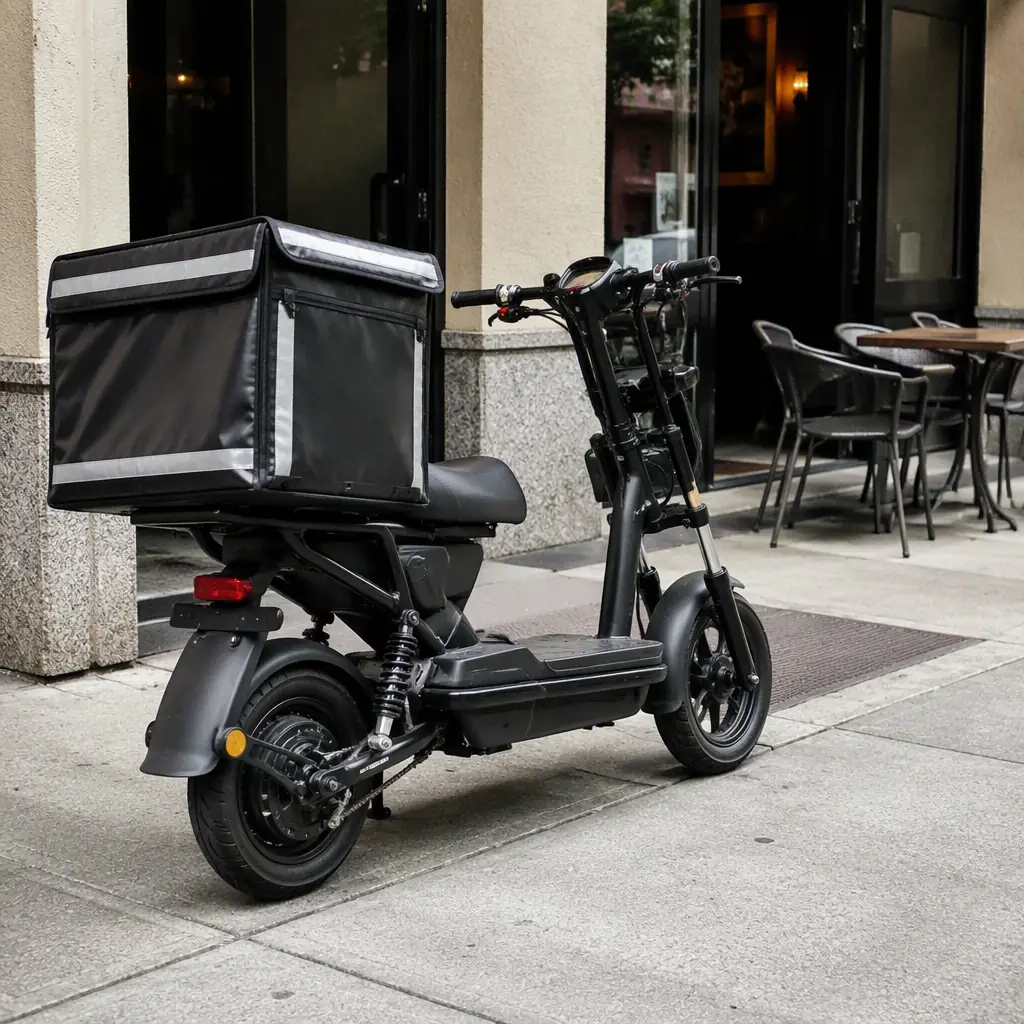 Delivery e-bike with rear cargo rack