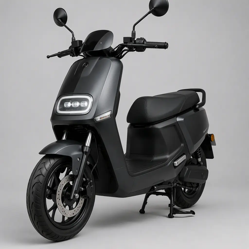 City scooter with pneumatic tires on pavement