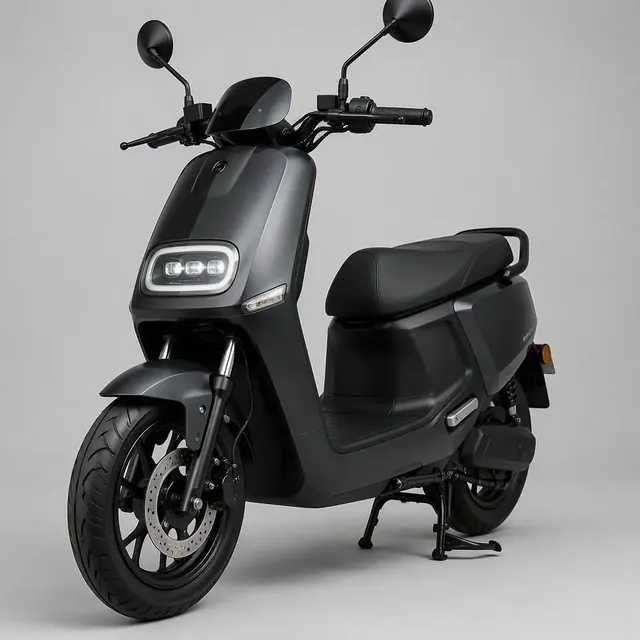 City scooter with pneumatic tires on pavement