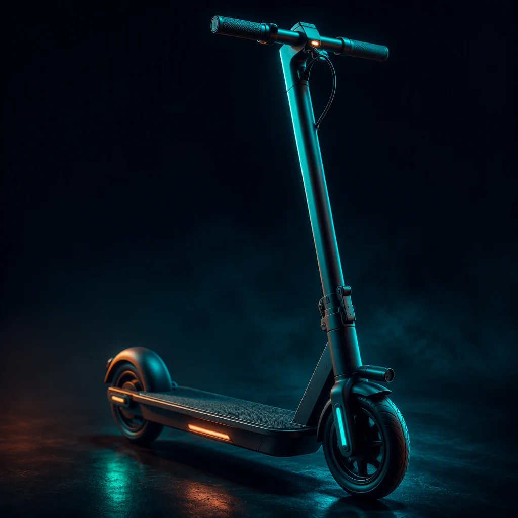 Urban deck design of the city electric scooter showing anti-slip grip tape and aluminum frame construction