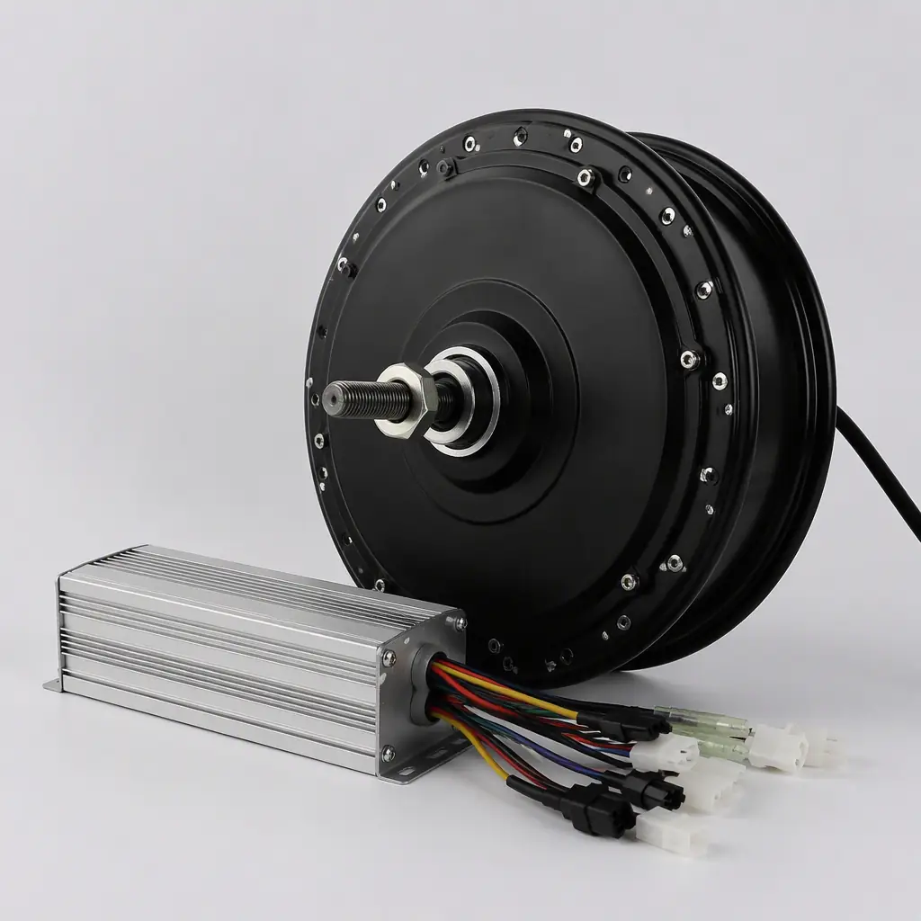 Hub motor and controller unit on test bench