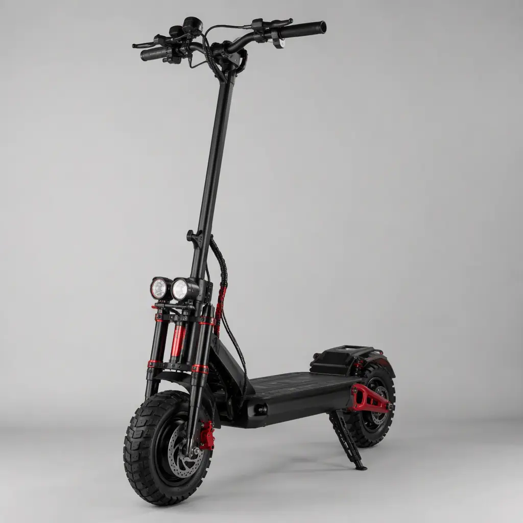 Off-road scooter with knobby tires on dirt track