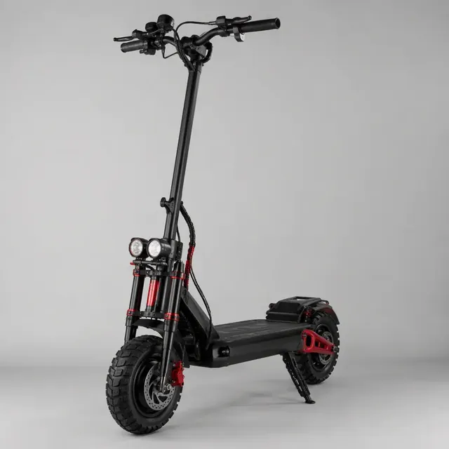 Off-road scooter with knobby tires on dirt track