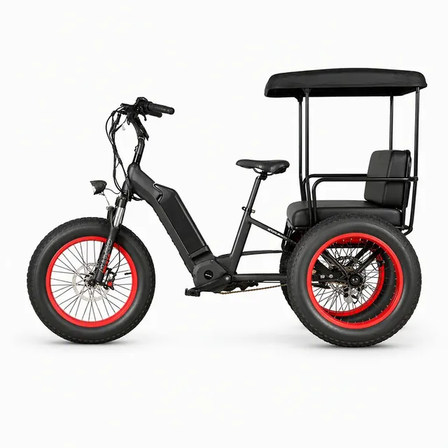 Passenger electric tricycle with covered cabin